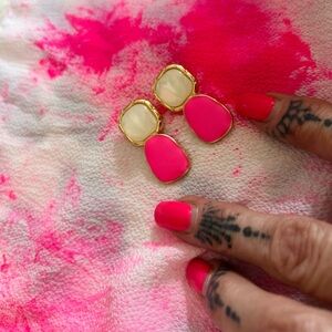 Neon pink gold color pop earrings #XR11